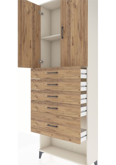 Arges Dolap 2 Raflı 5 Çekmeceli 2 Kapaklı 88x30x243 Aytaşı-çam Aytaşı