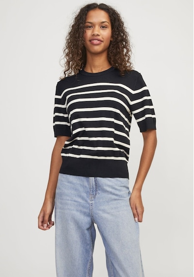 Jack & Jones Kadin Çizgili Örme Kazak - Layla 12254368 Black Bej