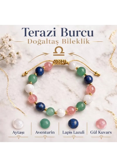 Doğaltaş Terazi Burcu Bileklik Çok Renkli