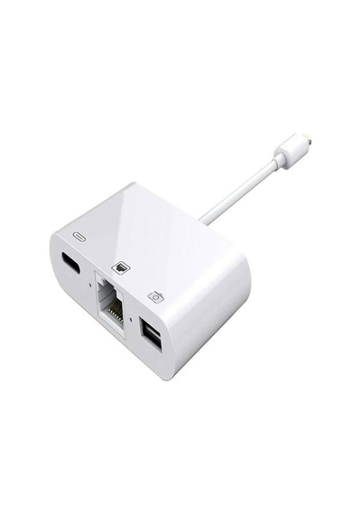 Iphone 7 8 X 11 11 Pro 12 13 13 14 Pro Max İle Uyumlu Ve Ipad Uyumlu Usb Ethernet Lightning Şarj Adaptörü 3in1
