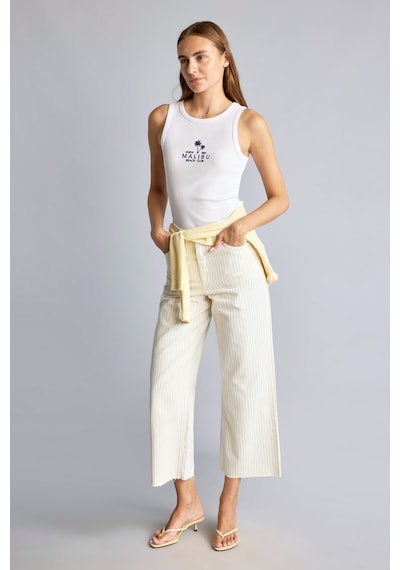 Defacto %100 Pamuk Culotte Üç Cepli Paça Ucu Kesik Detaylı Gabardin Pantolon I4116ax26hswt32 Beyaz-wt32