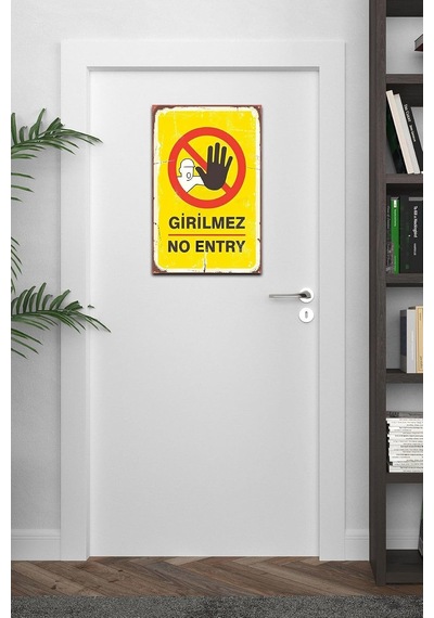 Girilmez No Entry Retro Vintage Ahşap Mdf Tablo