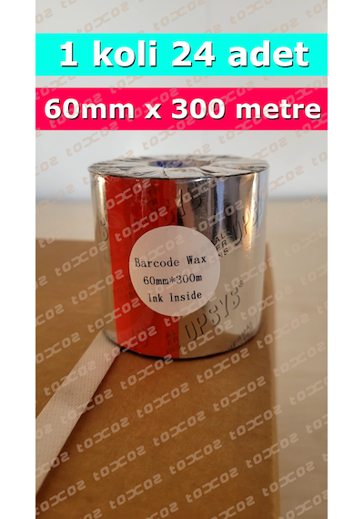 Opsys Wax Ribon Siyah Renk 60mm X 300m İçe Sarım In 24 Adet 1 Koli 24