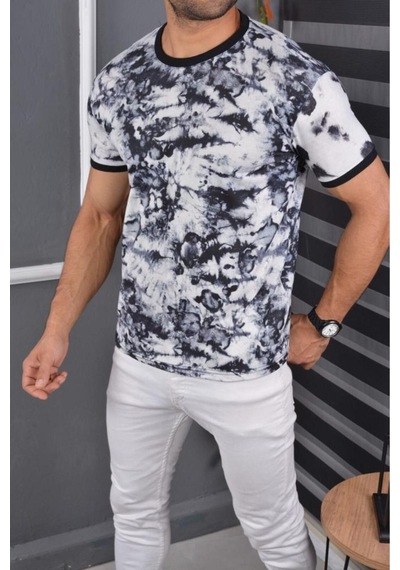 Mcz Giyim Beyaz Renk Bisiklet Yaka Slim Fit Erkek T-shirt