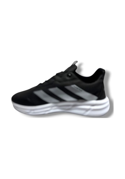 Adistar 018-26 Baskı Deri Anatomik Erkek Sneaker Siyah Beyaz Siyah