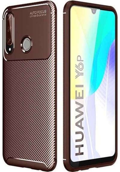 Huawei Y6p Kılıf Zore Negro Silikon Kapak Kahverengi