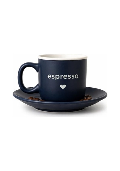 Espresso Fincan Takımı, Porselen, Lacivert Ve Krem Rengi, Fincan Ve Tabak Seti, 2'li Lacivert - Bej Diğer