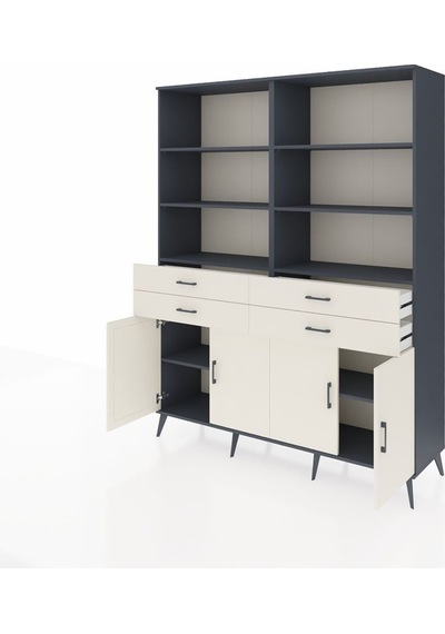 Hyperion Gardrop 8 Raflı 4 Çekmeceli 4 Kapaklı 176x44x221 Antrasit-aytaşı Aytaşı Hyperion Gardrop 8 Raflı 4 Çekmeceli 4 Kapaklı 176x44x221 Antrasit-aytaşı Aytaşı