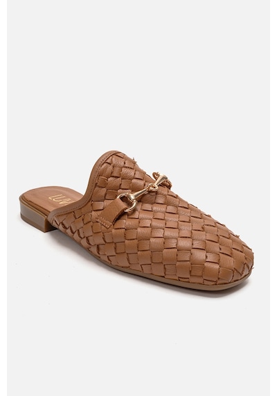 Luvishoes Senıa Taba Örgü Hakiki Deri Tokalı Önü Kapalı Kadın Terlik