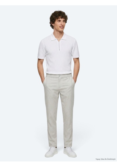 Kip Gri Dokuma Jogging Fit Casual Pantolon Gri --