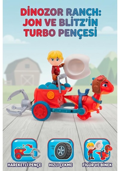 Gioc-hi Lisanslı Dinozor Ranch Jon Ve Blitz'in Turbo Pençesi Figür Ve Araç Eğitici Oyun Seti