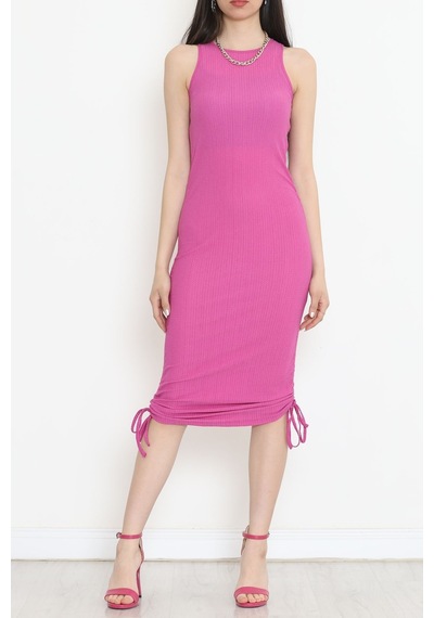 Mokashopin - Büzgülü Elbise Fuşya - 12579.631. 001