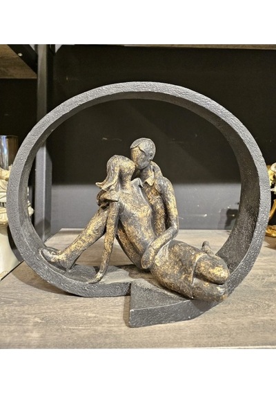 Öpüşen Çift Gold Siyah Biblo