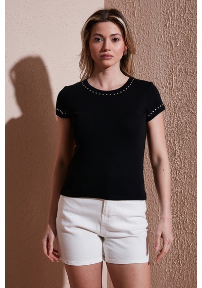 Fashion Friends Bayan T Shirt 25y0523k1 Siyah Siyah