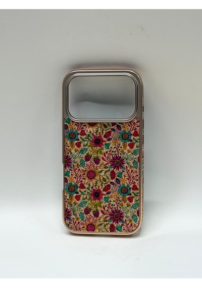 Efcase Apple iPhone Uyumlu 17 Pro Tuval Kılıf - Egzotik Lotus Desenli Sanatsal Koruyucu 05