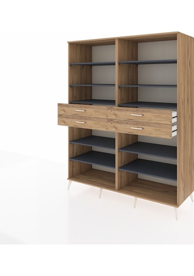 Kronos Gardrop 10 Raflı 4 Çekmeceli 176x59x221 Çam-antrasit/çam Antrasit/çam Kronos Gardrop 10 Raflı 4 Çekmeceli 176x59x221 Çam-antrasit/çam Antrasit/çam