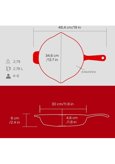 Lava Döküm Yuvarlak Kızartma Tavası Döküm Demir Yekpare Saplı Edition Serisi Çap Ø 30cm. 001