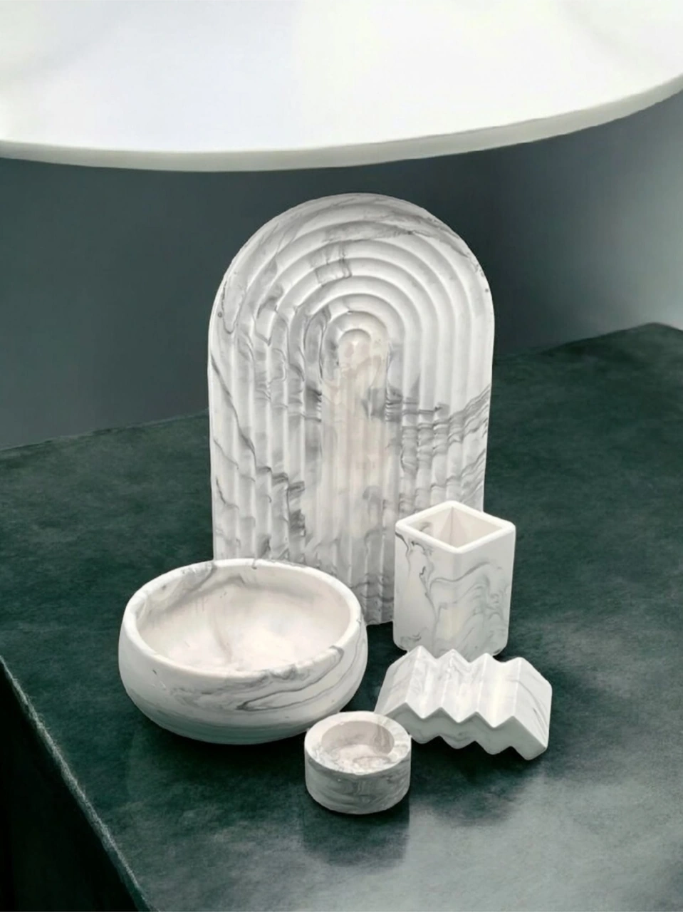 Marble Serisi Havluluk Ve Diş Fırçalık Banyo Seti Gri