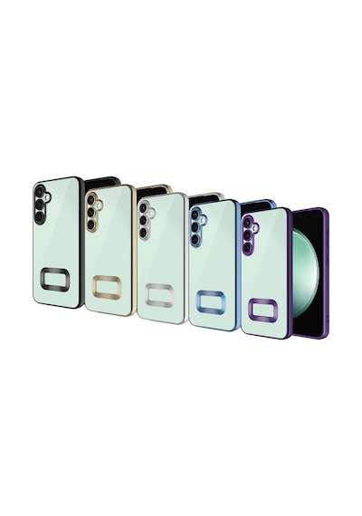 Samsung Galaxy Uyumlu A15 Kapak Yanları Renkli Lens Korumalı Logo Gösteren Şeffaf Luxury Silikon Kılıf