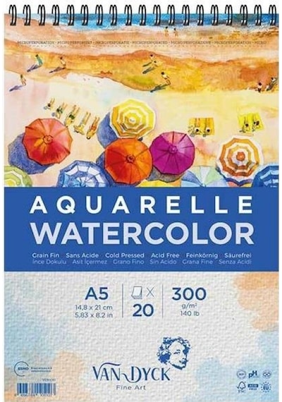 Van Dyck Aquarelle Watercolor Suluboya Resim Defteri A5 300 G 20 Yaprak