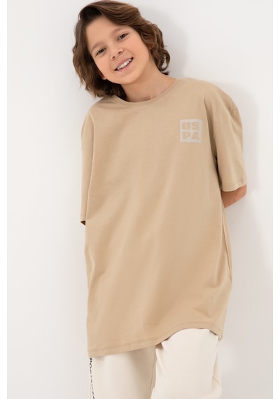 U.S. Polo Assn. Erkek Çocuk Kum Comfort Basic Bisiklet Yaka Tişört 50295447-VR085