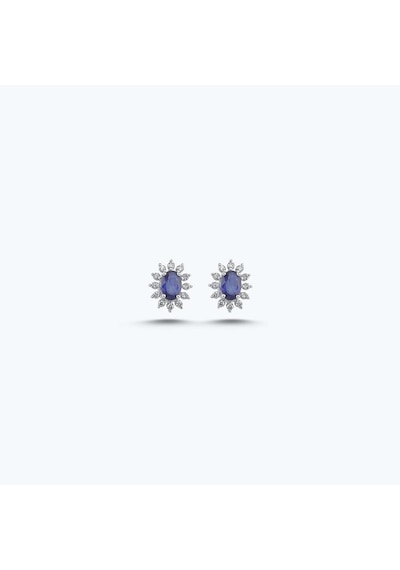 Altınbaş Pırlanta Safir Oval Küpe Pse031sk14-2