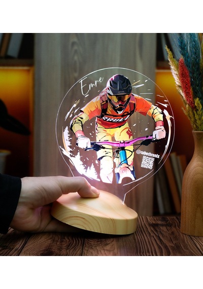 Mtb Ciye Özel İsimli Led Lamba Downhill Temalı Dağ Bisikleti Sporcu Hediyesi