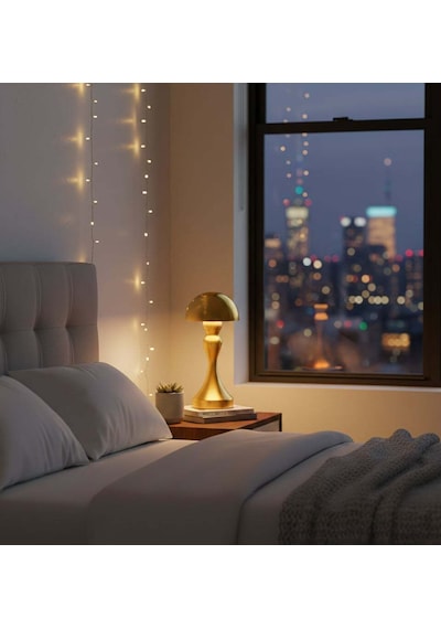 Dekoratif Gold Mantar Model Gece Lambası Şarjlı Led Masa Lambası Altın