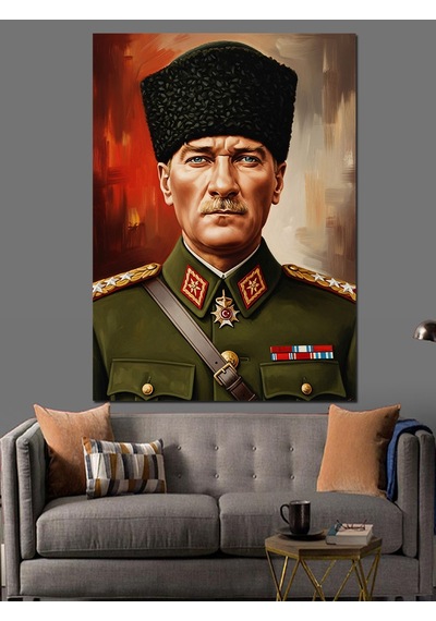 Ahşap Tablo Asker Üniformalı Mustafa Kemal Atatürk