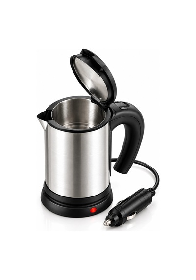 12v Araç Çakmak Girişli Paslanmaz Çelik Araç İçi Su Isıtıcı Seyahat Tipi Kettle