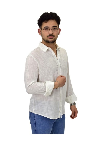 Erkek Spor Silim Fit Uzun Kol Gömlek G5005 Bgl-st04494 Beyaz