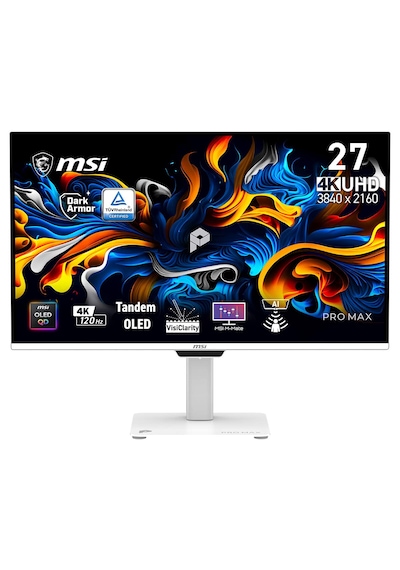 Msı 26.5 Pro Max 271upxw12g 3840 X 2160 Uhd 16:9 Flat Qd-oled 120hz 0.03ms Gtg Freesync Premıum Pro Pıvot Beyaz Monıtor