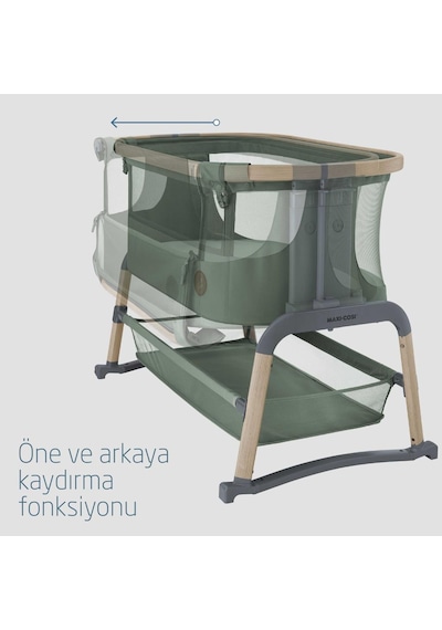Maxi-Cosi Iora Air Sallanabilen Ahşap Görünümlü Anne Yanı Beşik Beyond Green