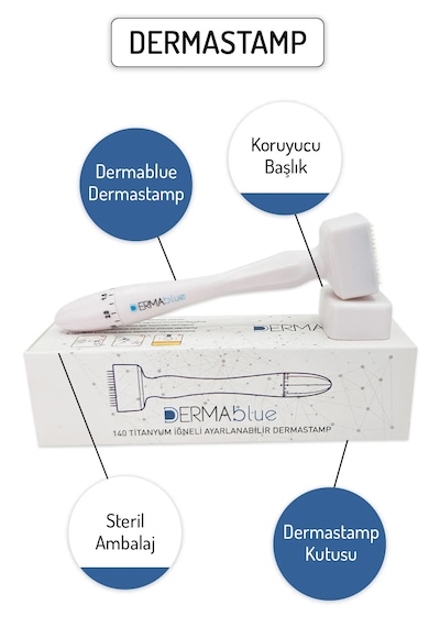 Dermablue Ayarlanabilir Dermastamp Titanyum 140 Iğneli Derma Stam