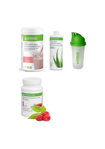 Herbalife Set Ahududu Beyaz Çikolata Shake - Aloe Suyu - 50 Gr Ahududu Aromalı Çay Ve Shaker