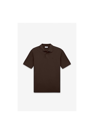 Süvari Koyu Kahve Regular Düz Nakışlı Pike Düğmeli Polo Yaka Tişört Ts1014000473-kh9