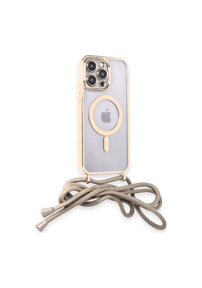 Newface Apple Uyumlu iPad iPhone 13 Pro Kılıf Divo Lazer Askılı Magsafe Kapak - Gold Altın