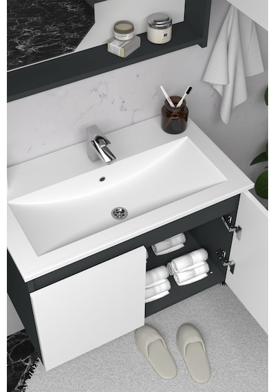 Teta Home Napoli 80 Cm Mdf Banyo Dolabı Seti + Boy Dolabı Antrasit-beyaz Antrasit - Beyaz Teta Home Napoli 80 Cm Mdf Banyo Dolabı Seti + Boy Dolabı Antrasit-beyaz Antrasit - Beyaz