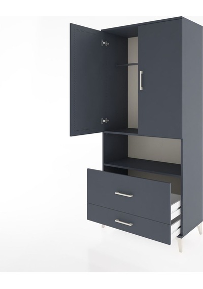 Hyperion Dolap 2 Raflı 2 Çekmeceli Tek Askılı 88x44x195 Antra... Antrasit