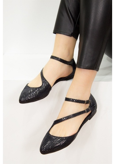 Fox Shoes Siyah Kadın Babet D726016907 Siyah