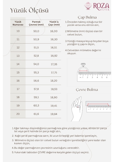 Roza Silver Zirkon Taşlı Beyaz Minimal Tamtur Gümüş Yüzük Rr10001