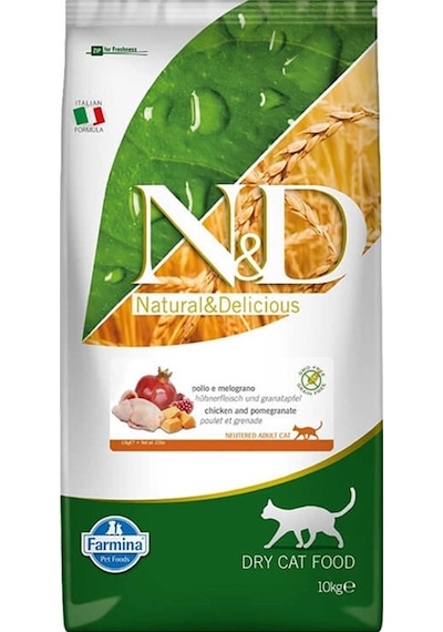 N&D Tahılsız Bal Kabaklı Bıldırcınlı ve Narlı Kısırlaştırılmış Yetişkin Kedi Maması 10 KG