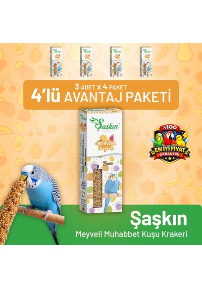 Meyveli Muhabbet Kuşu Krakeri 3'lü - 4 Adet