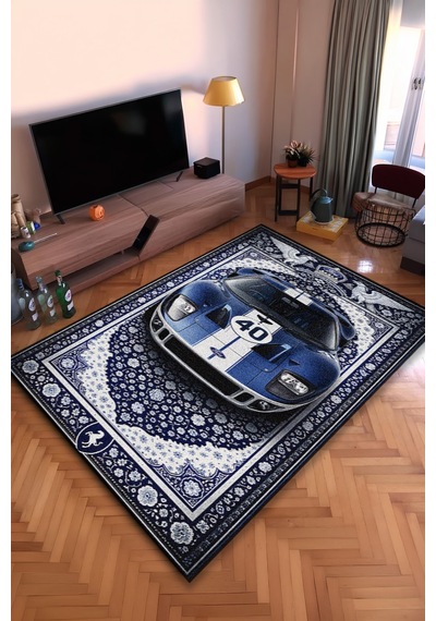 Ford F40 Araba Desenli Halı Dijital Baskı Yıkanabilir Kaymaz Taban Leke Tutmaz