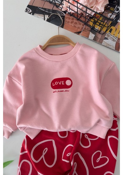 Minigimin Cicileri Love Baskılı Kalp Desenli 2 Li Kız Bebek Takımı-pembe - Pembe Diğer