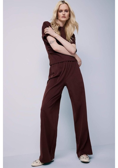 DeFacto Wide Leg Basic Düz Geniş Paça Premium Pantolon E5782AX25SPBR475