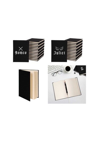 Romeo Juliet Sevgili Çift Kanvas Defter Siyah