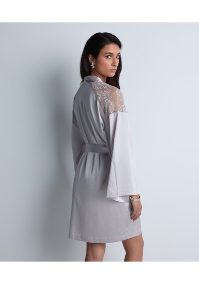 Aubade Midnight Whisper Kimono Zarif Seide Ve Dantel Detaylı Gri