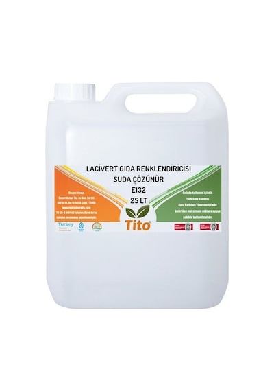 Lacivert Gıda Renklendiricisi Sıvı Suda Çözünür E132 25 Litre
