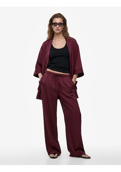 Koton Modal Kumaş Şal Yaka Cepli Uzun Kollu Kimono Ceket Bordo 6sak50042ew